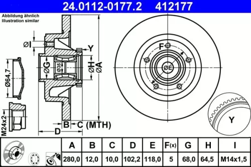 Brake Disc ATE 24.0112-0177.2)