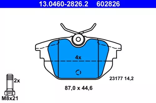 Brake Pad Set, disc brake ATE 13.0460-2826.2)