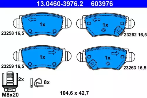 Brake Pad Set, disc brake ATE 13.0460-3976.2)