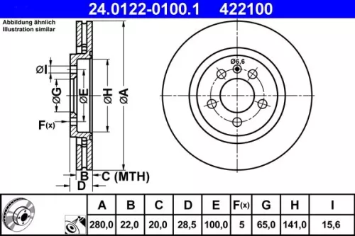 Remschijf ATE 24.0122-0100.1)