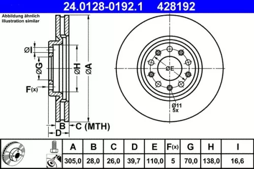 Remschijf ATE 24.0128-0192.1)