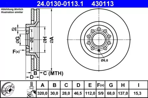 Remschijf ATE 24.0130-0113.1)