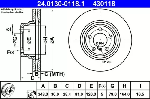 Remschijf ATE 24.0130-0118.1)