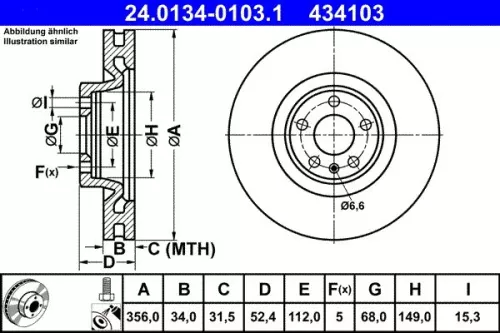 Remschijf ATE 24.0134-0103.1)