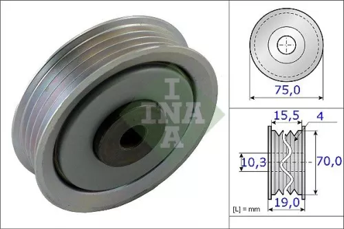 Spanrol, V-geribbelde riem Schaeffler INA 531 0845 10)
