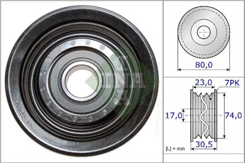 Ombuigings-/geleidingspoelie, V-geribbelde riem Schaeffler INA 532 0580 10)