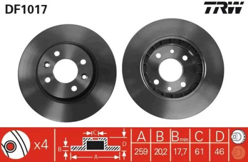 Remschijf TRW DF1017)