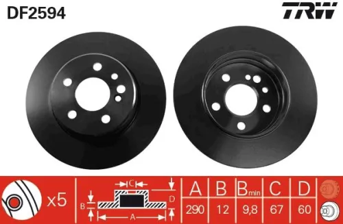 Remschijf TRW DF2594)