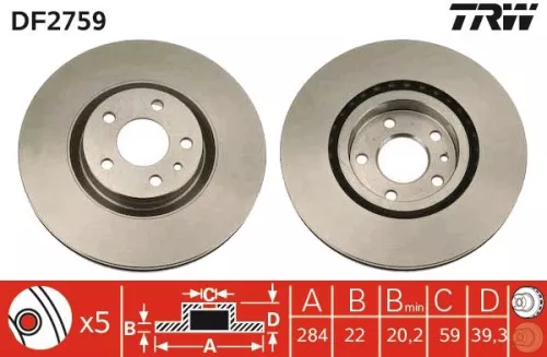 Remschijf TRW DF2759)