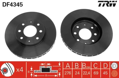 Remschijf TRW DF4345)