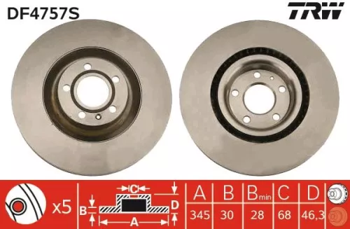 Remschijf TRW DF4757S)