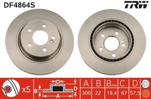 Remschijf TRW DF4864S)