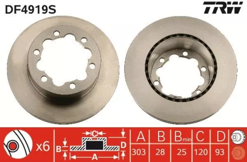 Remschijf TRW DF4919S)