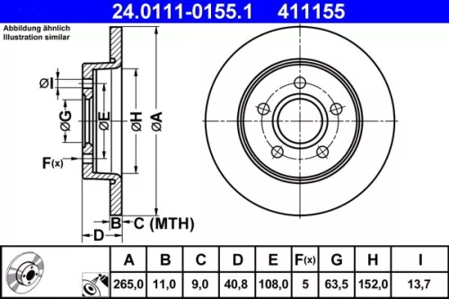 Brake Disc ATE 24.0111-0155.1)