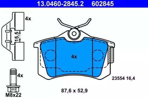 Brake Pad Set, disc brake ATE 13.0460-2845.2)