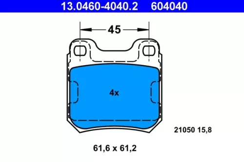 Brake Pad Set, disc brake ATE 13.0460-4040.2)