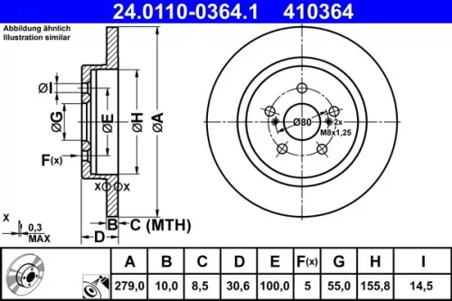 Remschijf ATE 24.0110-0364.1)