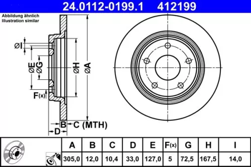 Remschijf ATE 24.0112-0199.1)