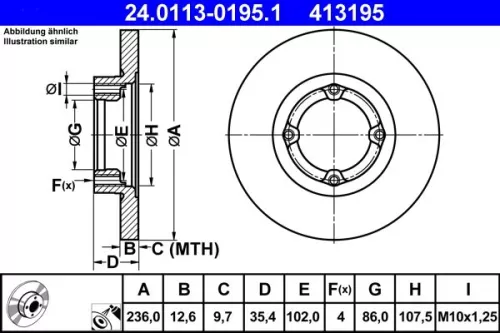 Remschijf ATE 24.0113-0195.1)