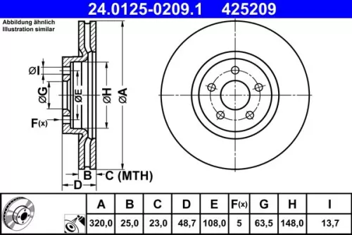 Brake Disc ATE 24.0125-0209.1)