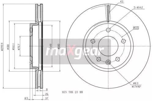 Remschijf MAXGEAR 19-2332MAX)