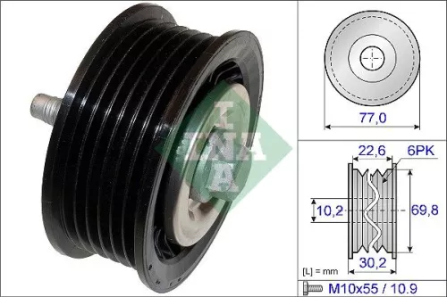 Ombuigings-/geleidingspoelie, V-geribbelde riem Schaeffler INA 532 0700 10)