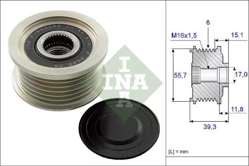 Vrijloopkoppeling van de dynamo Schaeffler INA 535 0249 10)