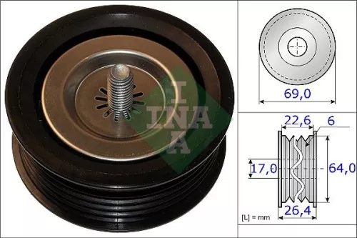 Ombuigings-/geleidingspoelie, V-geribbelde riem Schaeffler INA 532 0671 10)