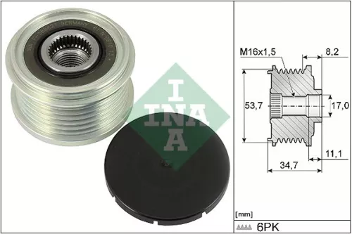 Vrijloopkoppeling van de dynamo Schaeffler INA 535 0327 10)