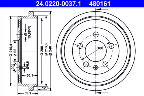 Brake Drum ATE 24.0220-0037.1)