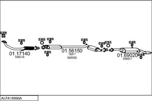 Exhaust System MTS ALFA16990A000155)