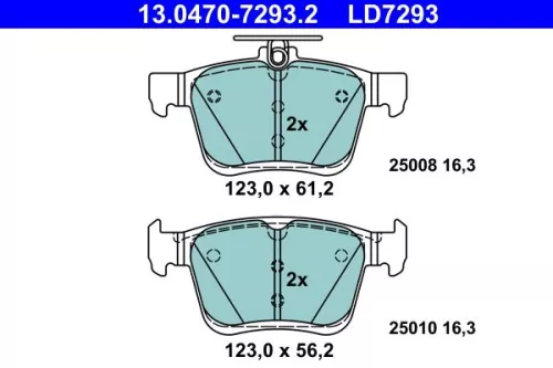 Brake Pad Set, disc brake ATE 13.0470-7293.2)