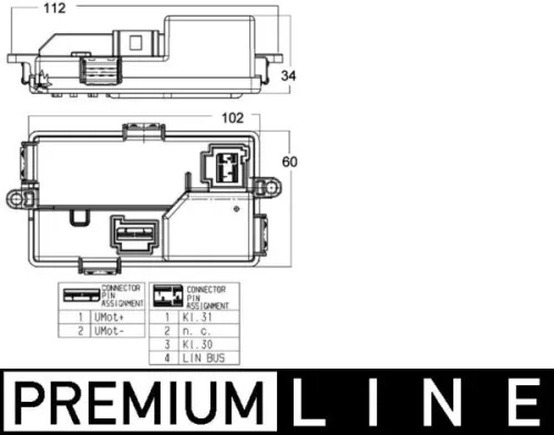 Regelaar, interne ventilator MAHLE ABR 68 000P)