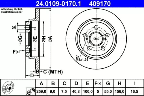 Remschijf ATE 24.0109-0170.1)