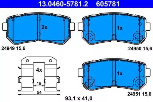 Brake Pad Set, disc brake ATE 13.0460-5781.2)