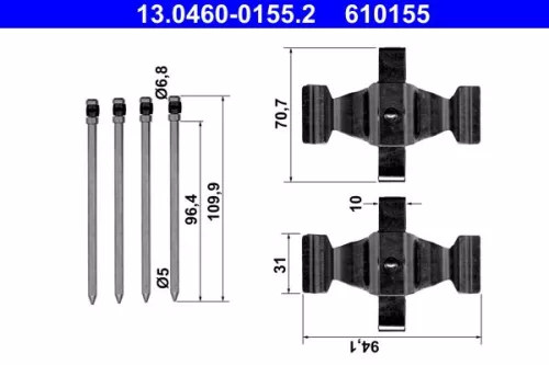 Accessoirekit, schijfremblokken ATE 13.0460-0155.2)