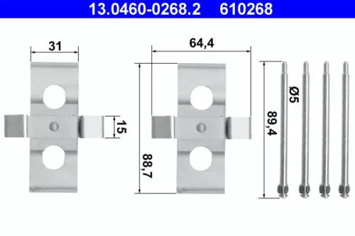 Accessoirekit, schijfremblokken ATE 13.0460-0268.2)