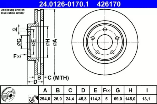 Remschijf ATE 24.0126-0170.1)