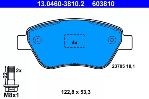 Brake Pad Set, disc brake ATE 13.0460-3810.2)