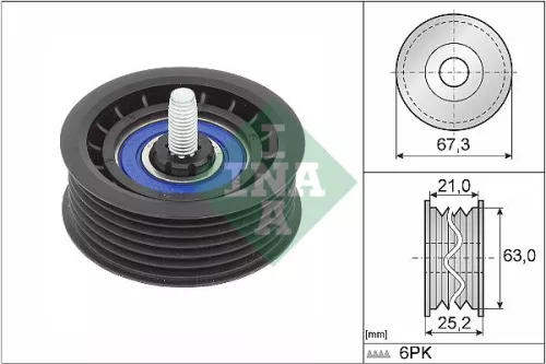 Ombuigings-/geleidingspoelie, V-geribbelde riem Schaeffler INA 532 0906 10)