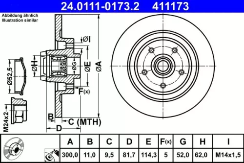 Brake Disc ATE 24.0111-0173.2)