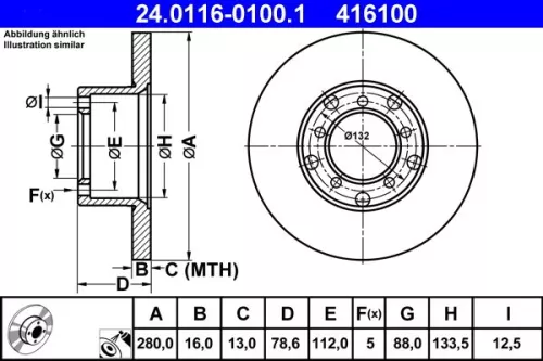 Remschijf ATE 24.0116-0100.1)