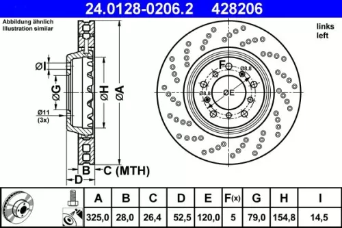 Remschijf ATE 24.0128-0206.2)