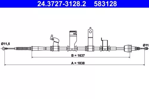 Kabeltrek, parkeerrem ATE 24.3727-3128.2)