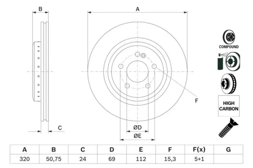 Remschijf BOSCH 0 986 479 G36)