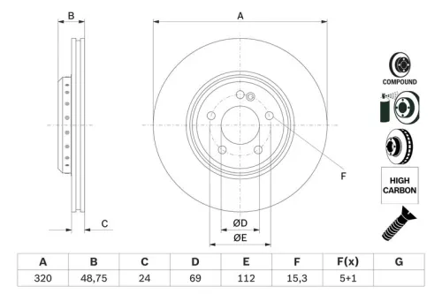 Remschijf BOSCH 0 986 479 G39)