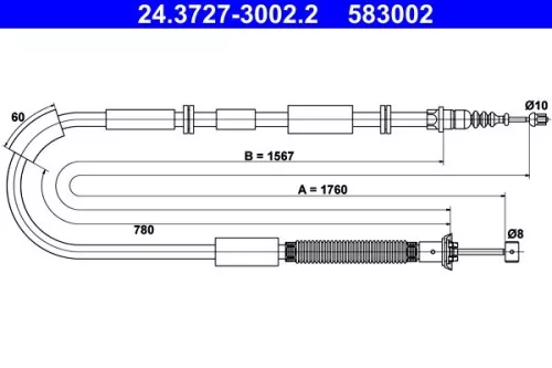 Kabeltrek, parkeerrem ATE 24.3727-3002.2)