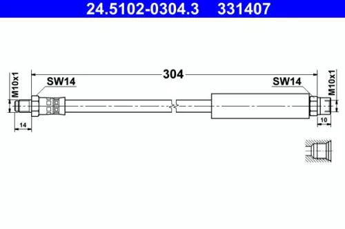 Brake Hose ATE 24.5102-0304.3)