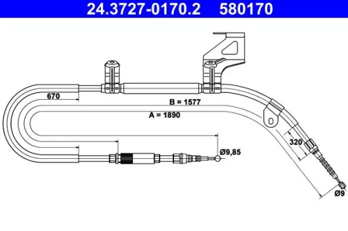 Kabeltrek, parkeerrem ATE 24.3727-0170.2)