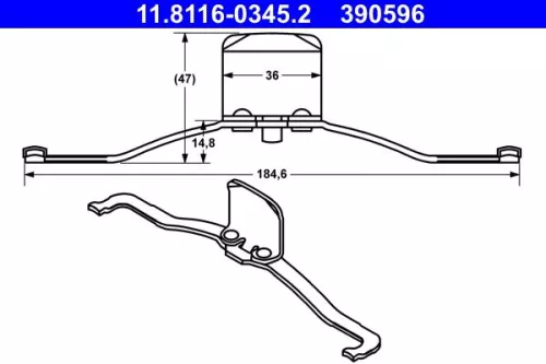 Veer, remklauw ATE 11.8116-0345.2)